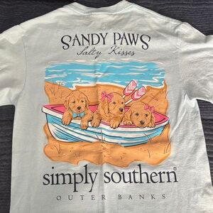 Simply Southern Sandy Paws T-Shirt with Puppies and Boat Design